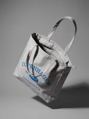 Sinsay - Torba shopper z haftem i domieszką bawełny - szary