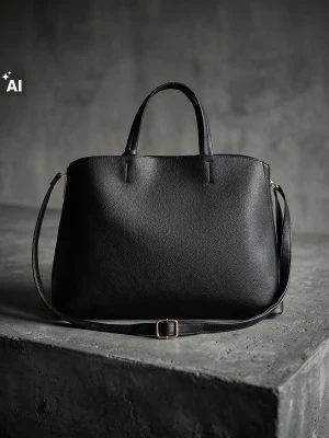 Sinsay - Torba shopper z imitacji skóry z zawieszką portfelem - czarny