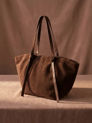 Sinsay - Torba shopper z imitacji zamszu - brązowy