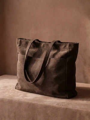 Sinsay - Torba shopper z imitacji zamszu - brązowy