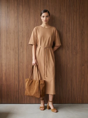 Sinsay - Torba shopper z imitacji zamszu - brązowy