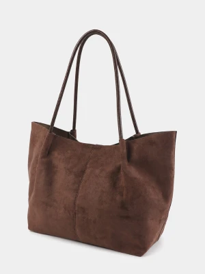 Sinsay - Torba shopper z imitacji zamszu - brązowy