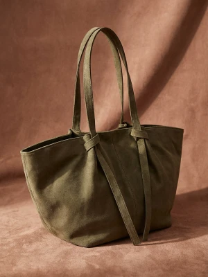 Sinsay - Torba shopper z imitacji zamszu - green spruce