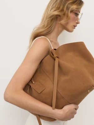 Sinsay - Torba shopper z imitacji zamszu z kosmetyczką - brązowy