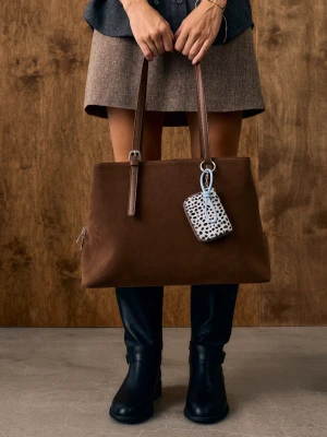 Sinsay - Torba shopper z imitacji zamszu z portfelem - brązowy
