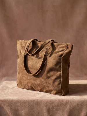 Sinsay - Torba shopper z imitacji zamszu - żółty