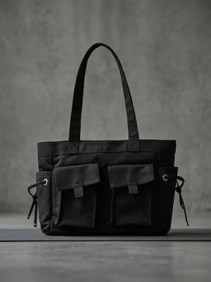 Sinsay - Torba shopper z kieszeniami zewnętrznymi - czarny