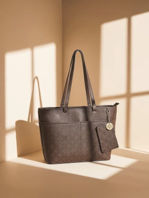 Sinsay - Torba shopper z portfelem i złotym wykończeniem - wielobarwny