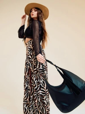 Sinsay - Torebka hobo na ramię z dekoracyjnym chwostem - czarny