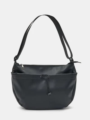 Sinsay - Torebka hobo na ramię z materiałowym paskiem - czarny