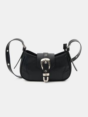 Sinsay - Torebka hobo na ramię z ozdobną klamrą - czarny