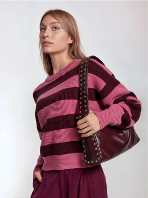 Sinsay - Torebka hobo z imitacji skóry - bordowy