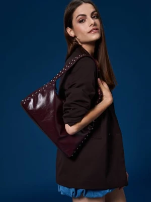 Sinsay - Torebka hobo z imitacji skóry - bordowy