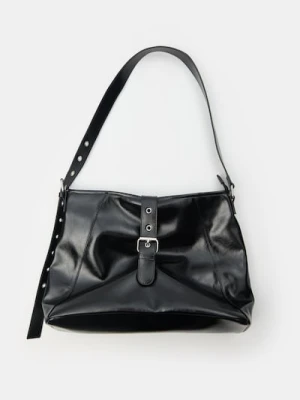Sinsay - Torebka hobo z imitacji skóry - czarny