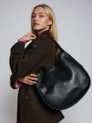 Sinsay - Torebka hobo z imitacji skóry - czarny