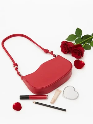 Sinsay - Torebka hobo z imitacji skóry - czerwony