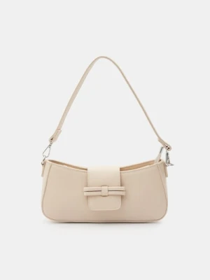 Sinsay - Torebka hobo z imitacji skóry - kremowy