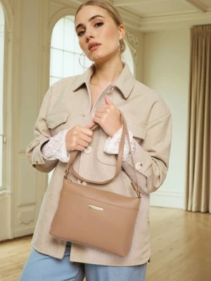 Sinsay - Torebka listonoszka z imitacji groszkowej skóry - beżowy