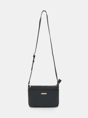 Sinsay - Torebka listonoszka z imitacji groszkowej skóry - czarny