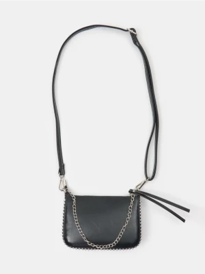 Sinsay - Torebka listonoszka z imitacji skóry - czarny