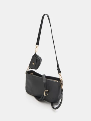 Sinsay - Torebka listonoszka z imitacji skóry - czarny