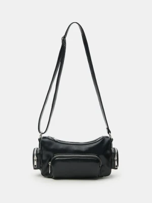 Sinsay - Torebka listonoszka z imitacji skóry - czarny