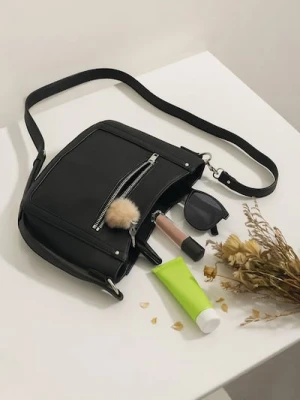 Sinsay - Torebka listonoszka z imitacji skóry - czarny