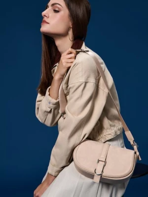 Sinsay - Torebka listonoszka z imitacji zamszu - beżowy