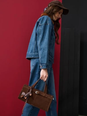 Sinsay - Torebka listonoszka z imitacji zamszu - brązowy