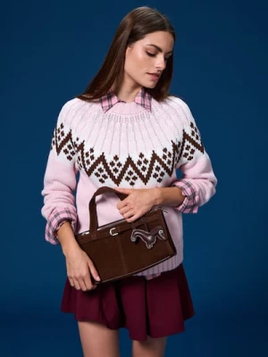 Sinsay - Torebka listonoszka z imitacji zamszu - brązowy