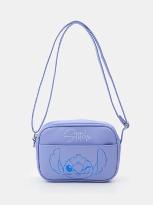 Sinsay - Torebka listonoszka z tłoczeniem i regulowanym paskiem - błękitny