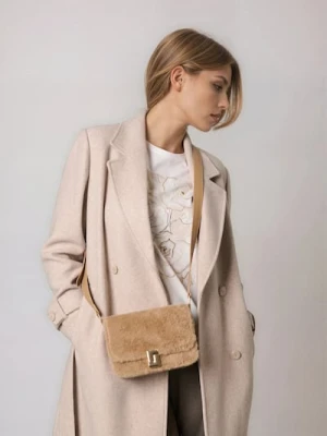 Sinsay - Torebka listonoszka ze sztucznym futerkiem - beżowy