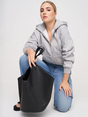 Sinsay - Torebka na ramię z imitacji skóry - czarny