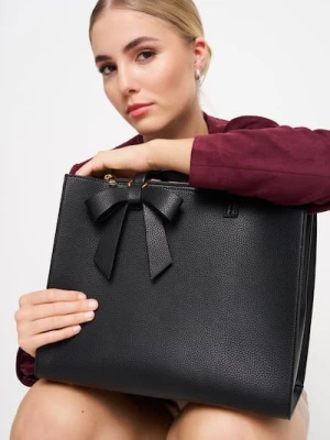 Sinsay - Torebka shopper z brelokiem w kształcie kokardy - czarny