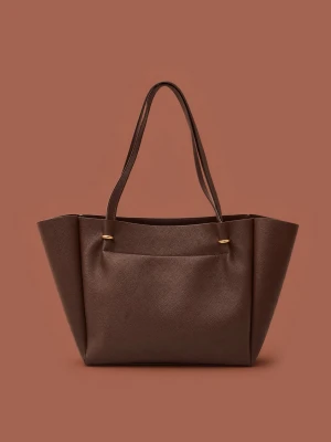 Sinsay - Torebka shopper z imitacji skóry - brązowy