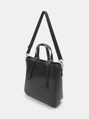 Sinsay - Torebka shopper z imitacji skóry - czarny