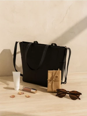 Sinsay - Torebka shopper z imitacji skóry - czarny