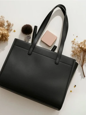 Sinsay - Torebka shopper z imitacji skóry - czarny