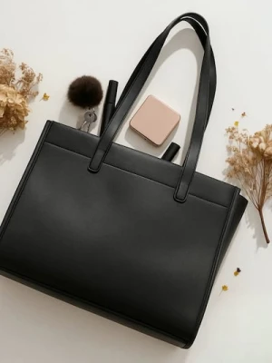 Sinsay - Torebka shopper z imitacji skóry - czarny