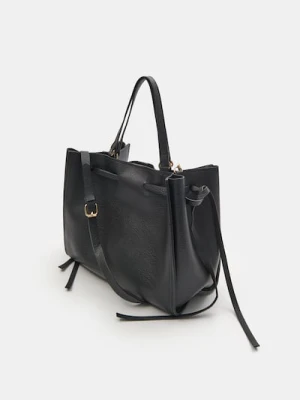 Sinsay - Torebka shopper z imitacji skóry - czarny