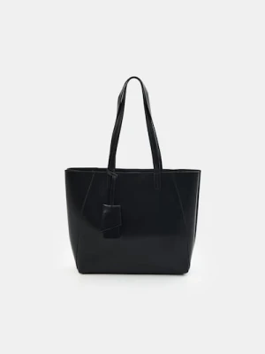 Sinsay - Torebka shopper z imitacji skóry - czarny