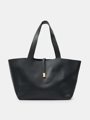 Sinsay - Torebka shopper z imitacji skóry - czarny