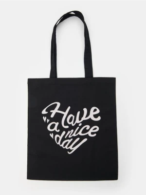 Sinsay - Torebka shopper z napisem - czarny