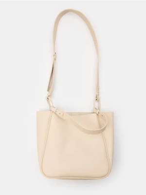 Sinsay - Torebka shopper z odpinaną kosmetyczką - kremowy