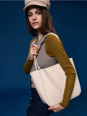 Sinsay - Torebka shopper z odpinaną kosmetyczką - kremowy