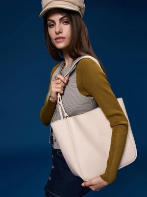 Sinsay - Torebka shopper z odpinaną kosmetyczką - kremowy