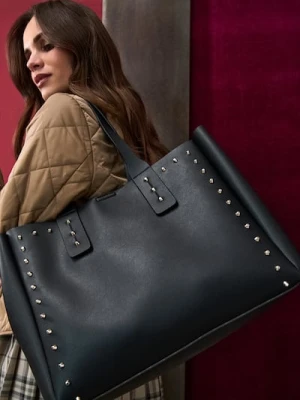 Sinsay - Torebka shopper z ozdobnymi ćwiekami - czarny