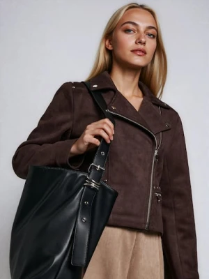 Sinsay - Torebka tote z imitacji skóry - czarny