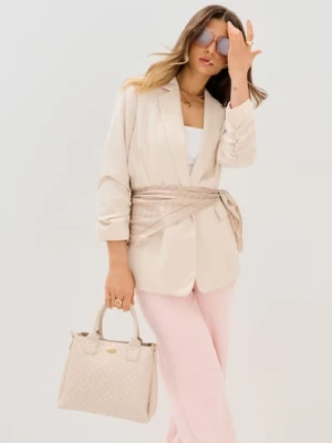 Sinsay - Torebka tote z imitacji skóry z monogramem - beżowy