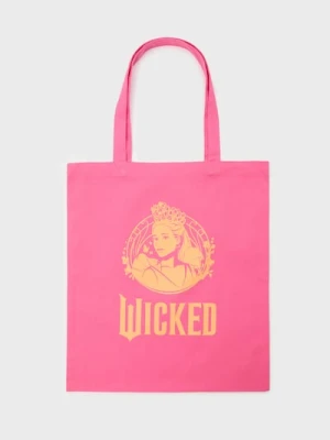 Sinsay - Torebka tote z nadrukiem Wicked - różowy